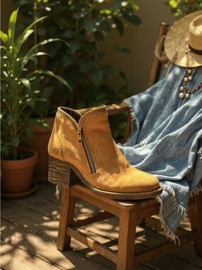 Born Montorro II Distressed Tobacco Tan Suede Ankle Boots Size 6.5